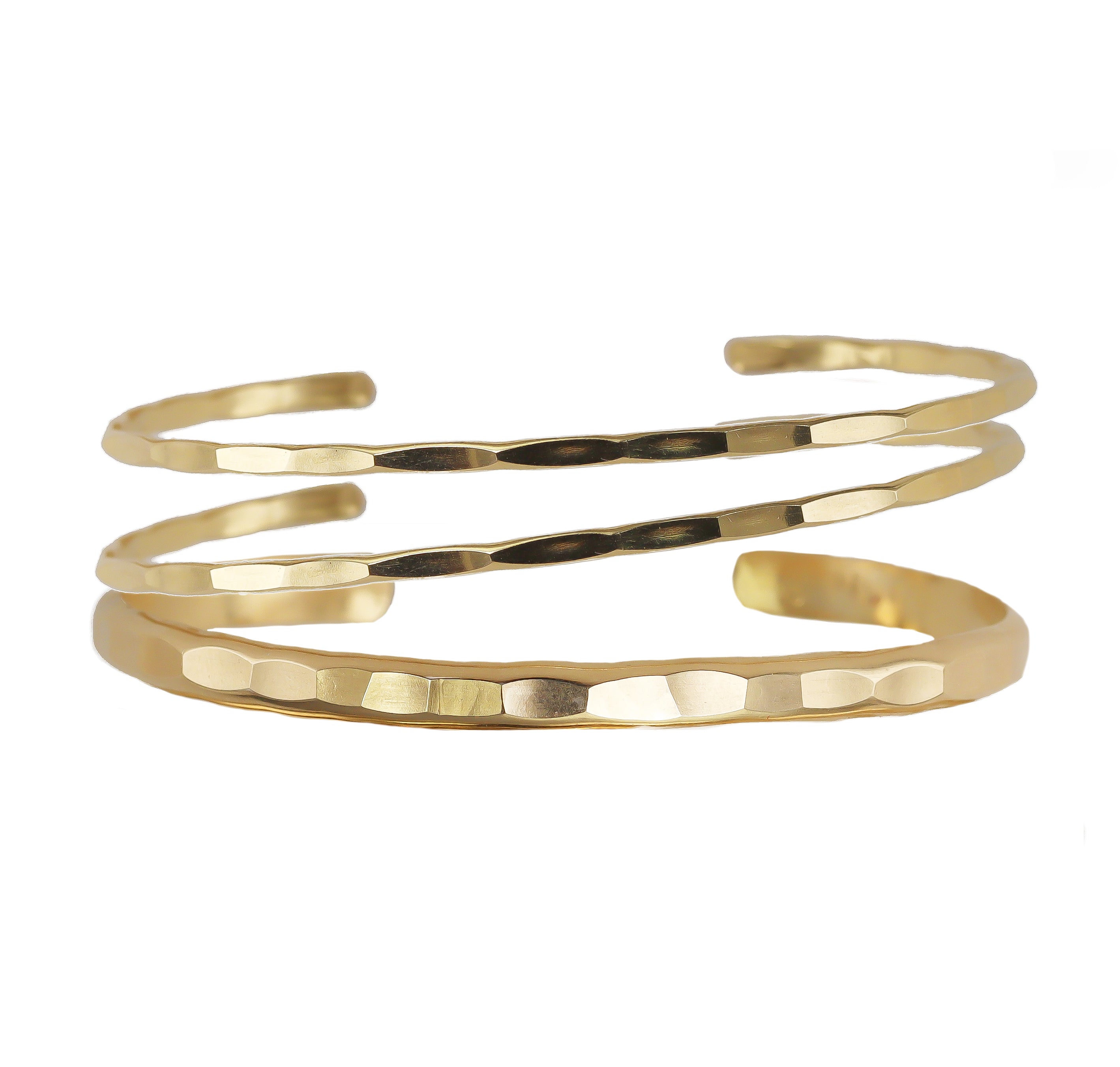 Hammered Cuff Set in Gold