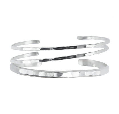 Hammered Cuff Set in Silver