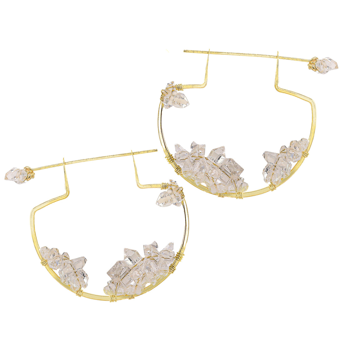 Herkimer Diamond Cluster Hoop Earrings