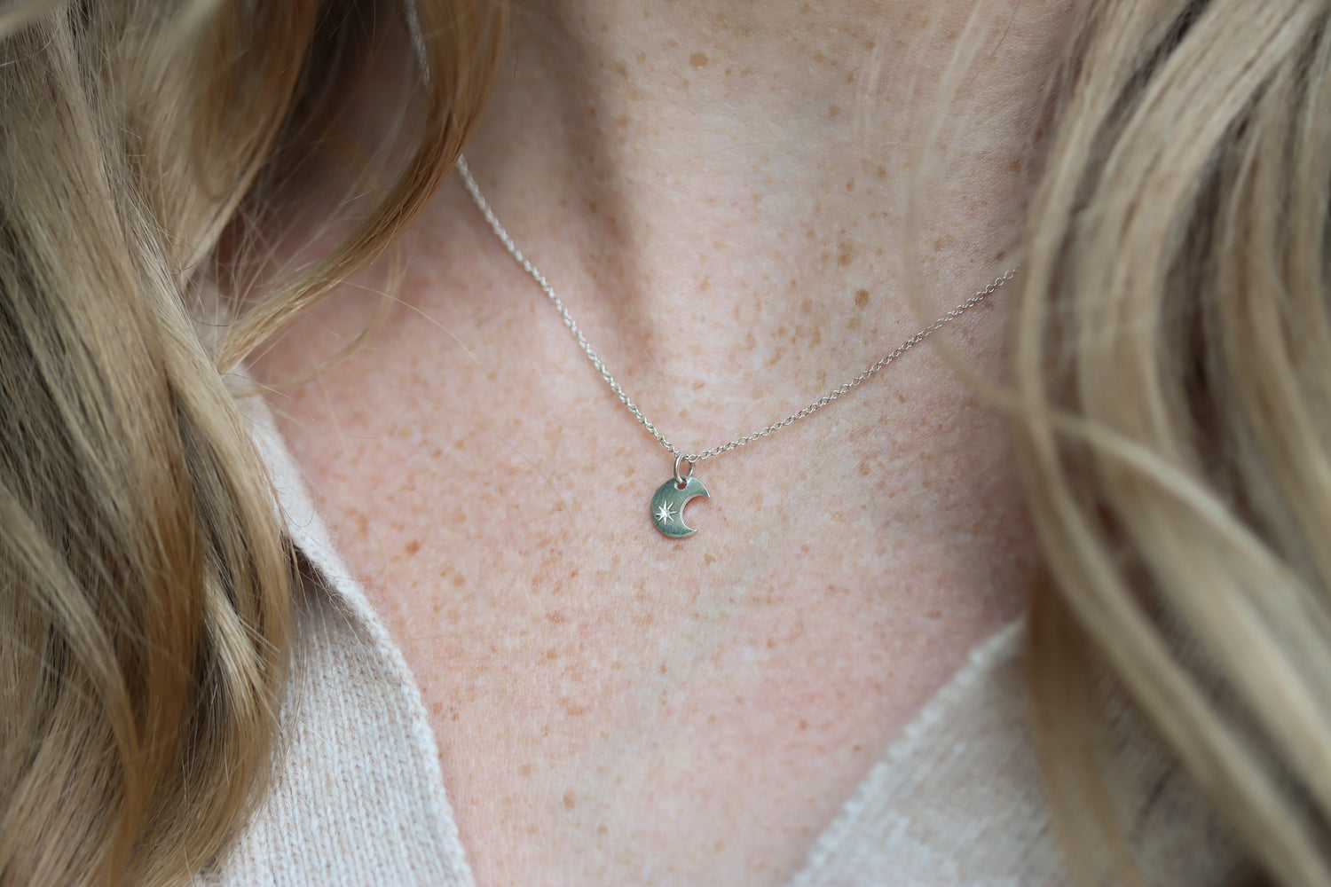 Crescent Moon Necklace with Star