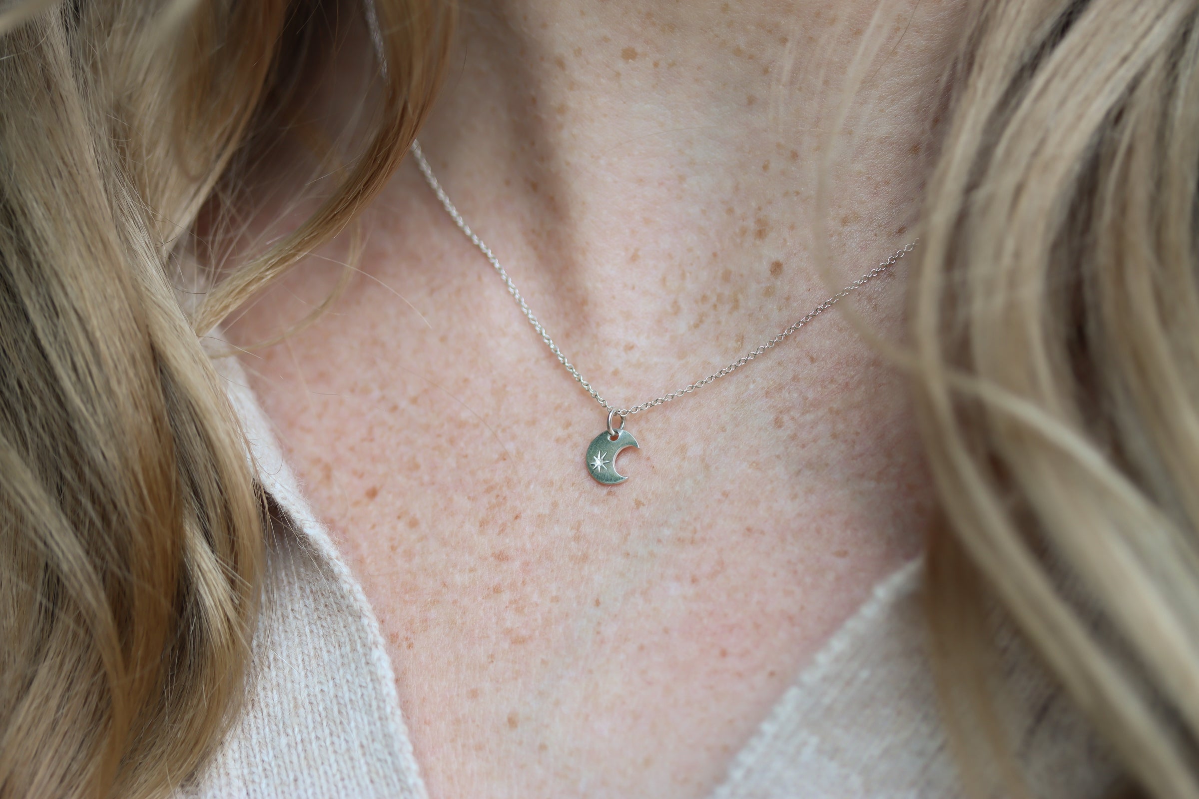 Crescent Moon Necklace with Star