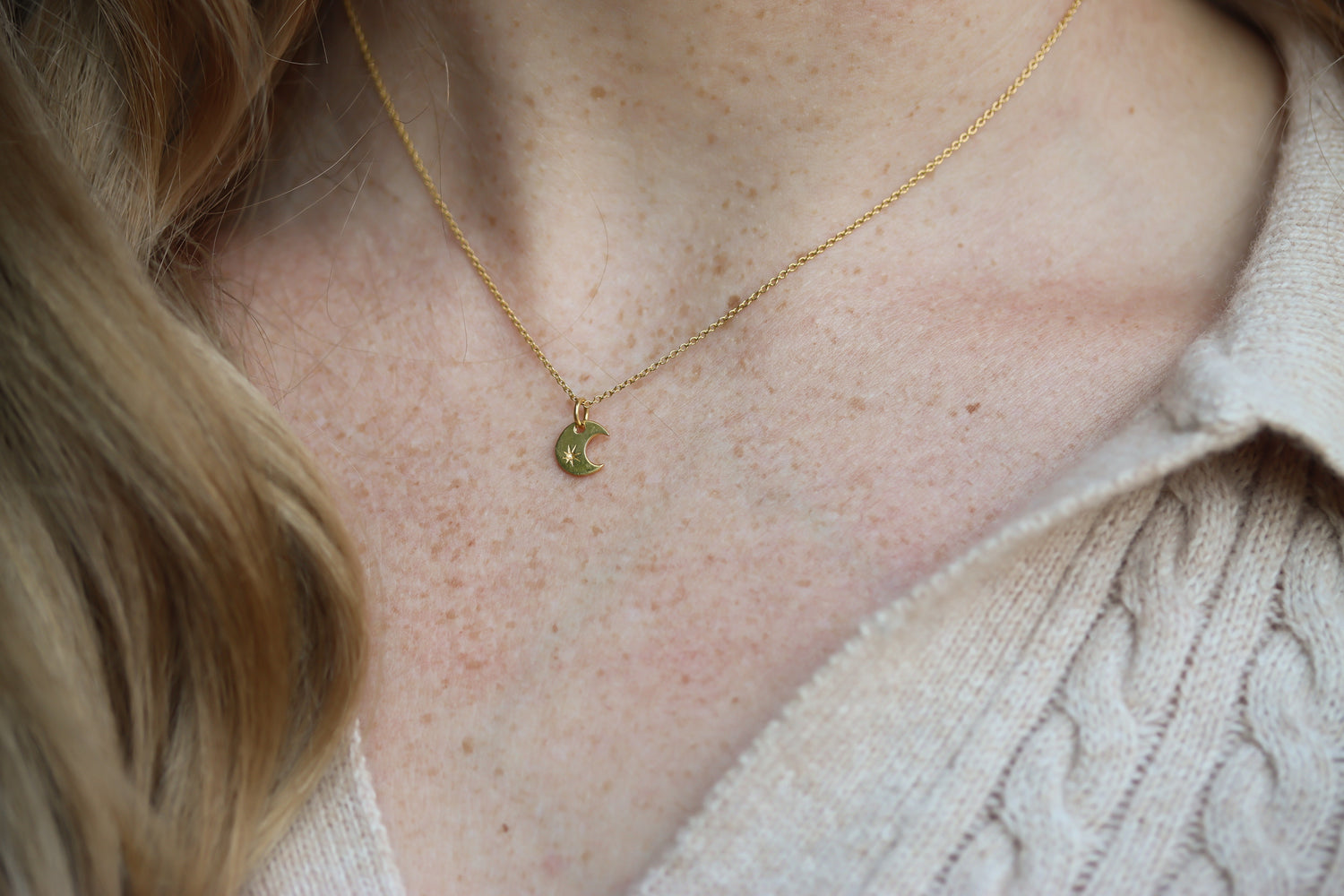 Crescent Moon Necklace with Star