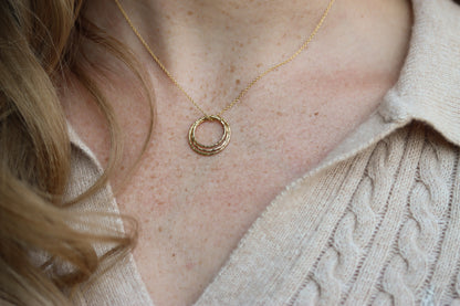 Hammered Circle Pendant Necklace