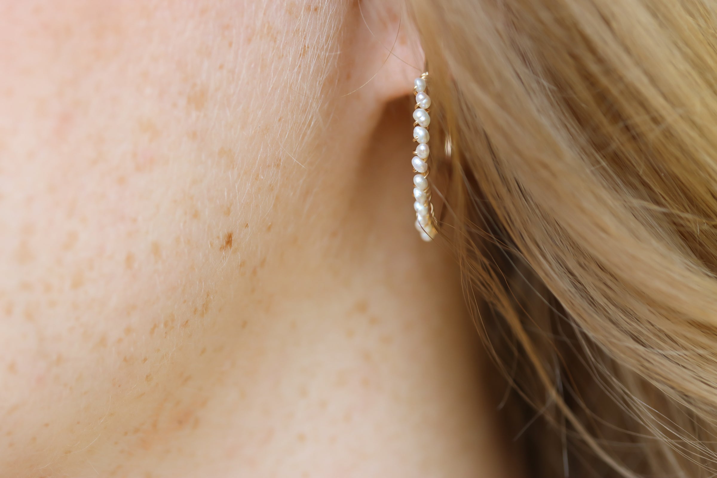 Pave Style Pearl Hoops