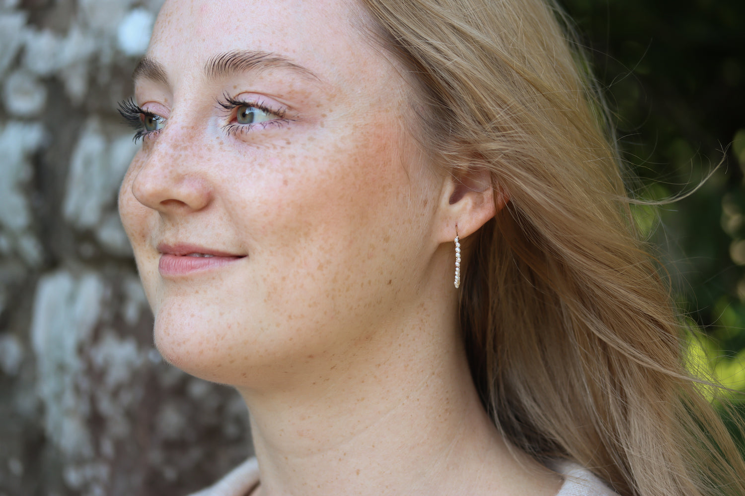 Pave Style Pearl Hoops