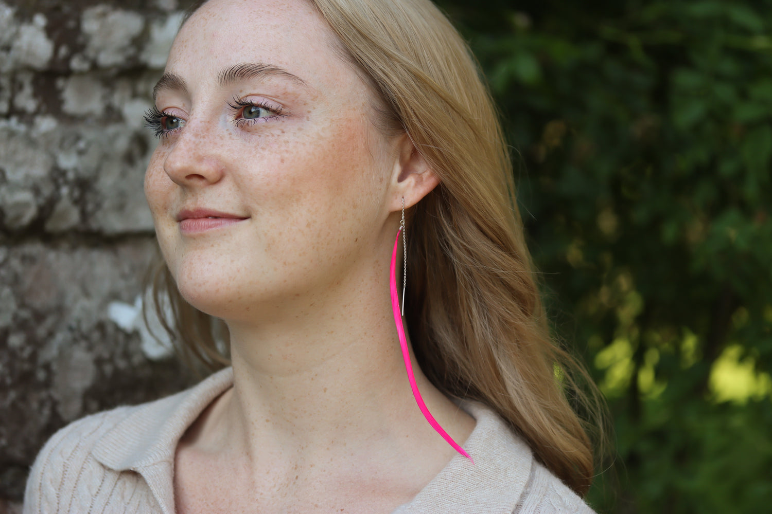 Long Feather Threader Earrings