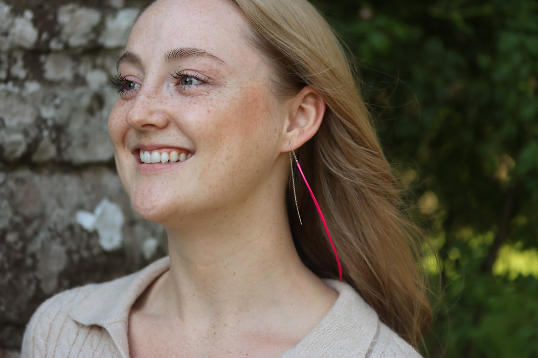Long Feather Threader Earrings