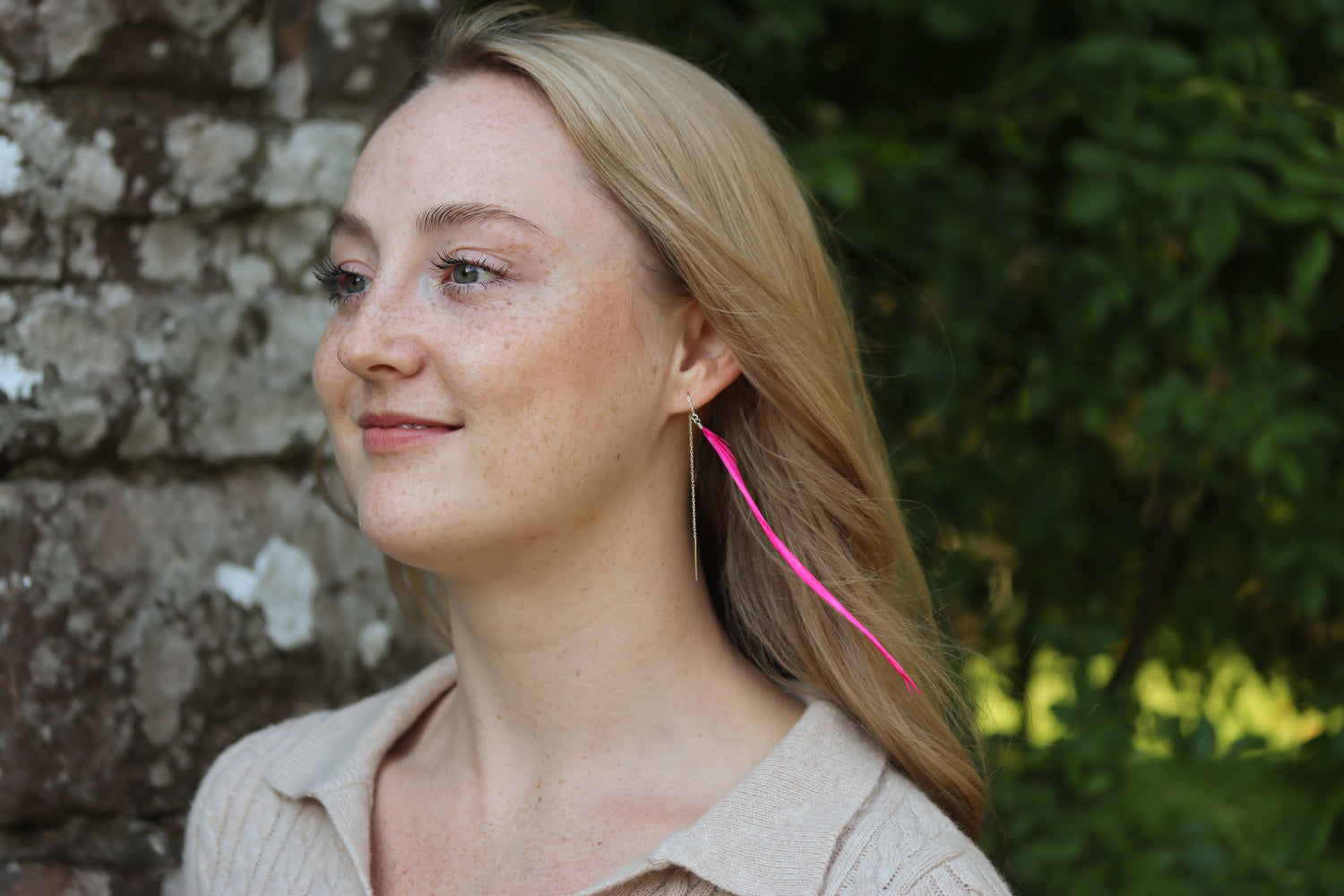Long Feather Threader Earrings