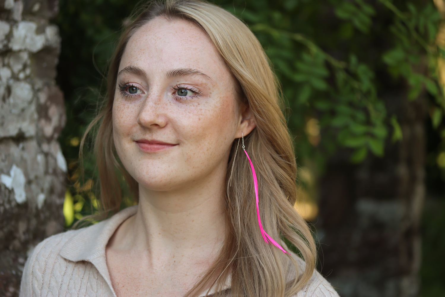 Long Feather Threader Earrings
