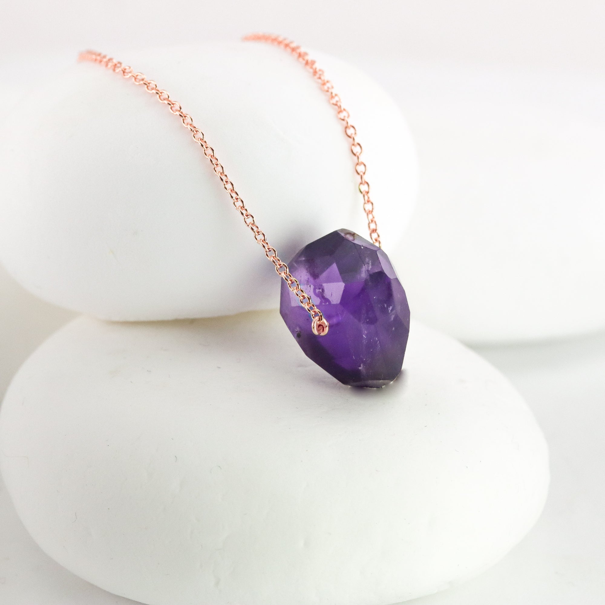 Large Amethyst Solitaire in Gold, Rose Gold, or Silver