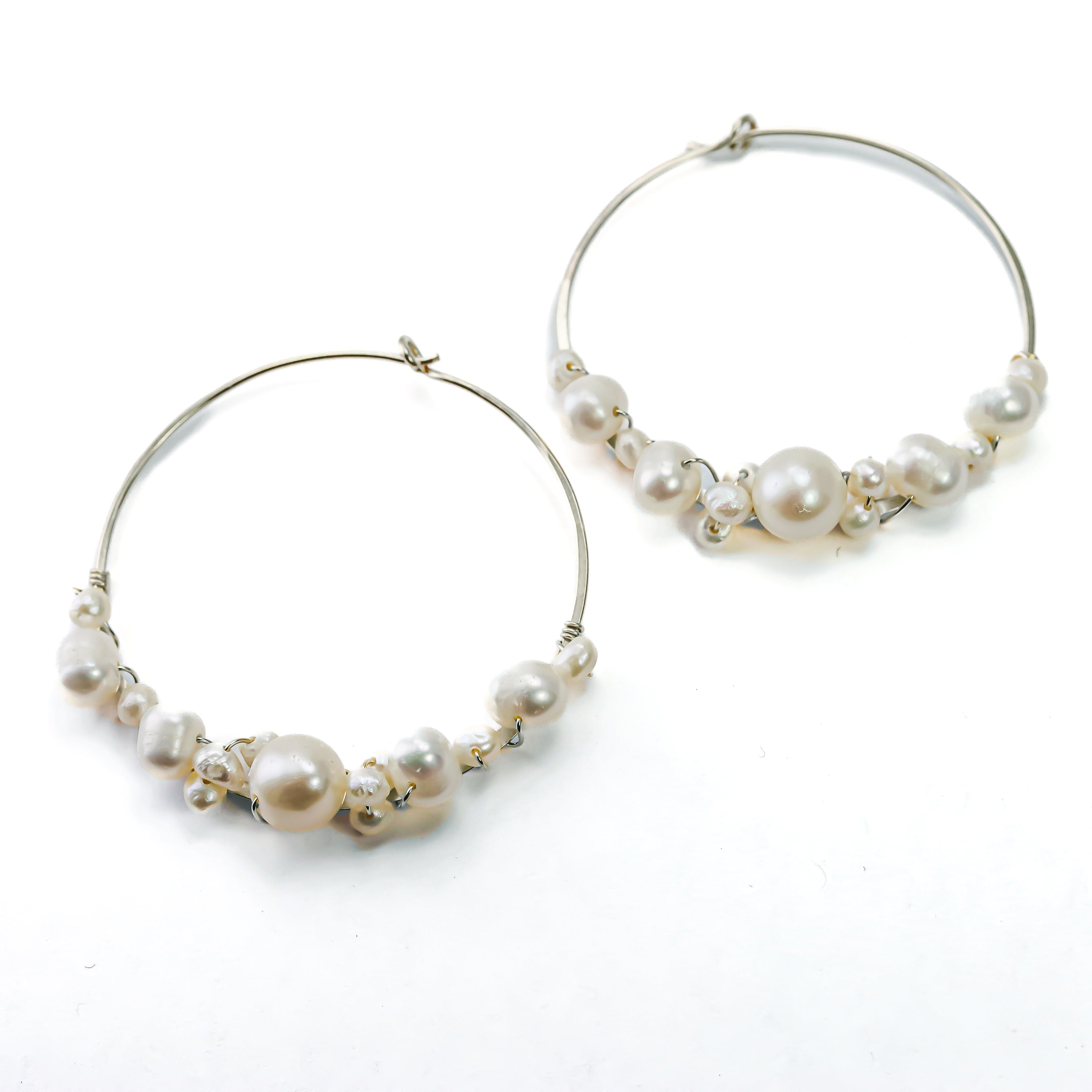 Large Bubbly Pearl Hoops