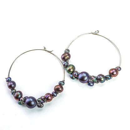 Large Bubbly Pearl Hoops