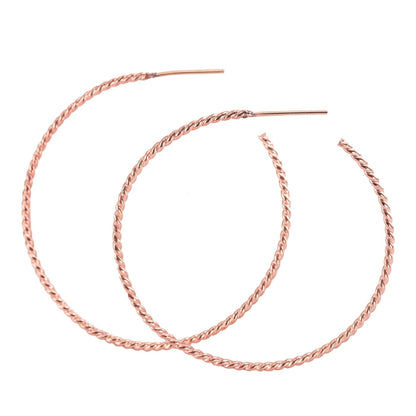 Large Twisted Skinny Gold Hoops