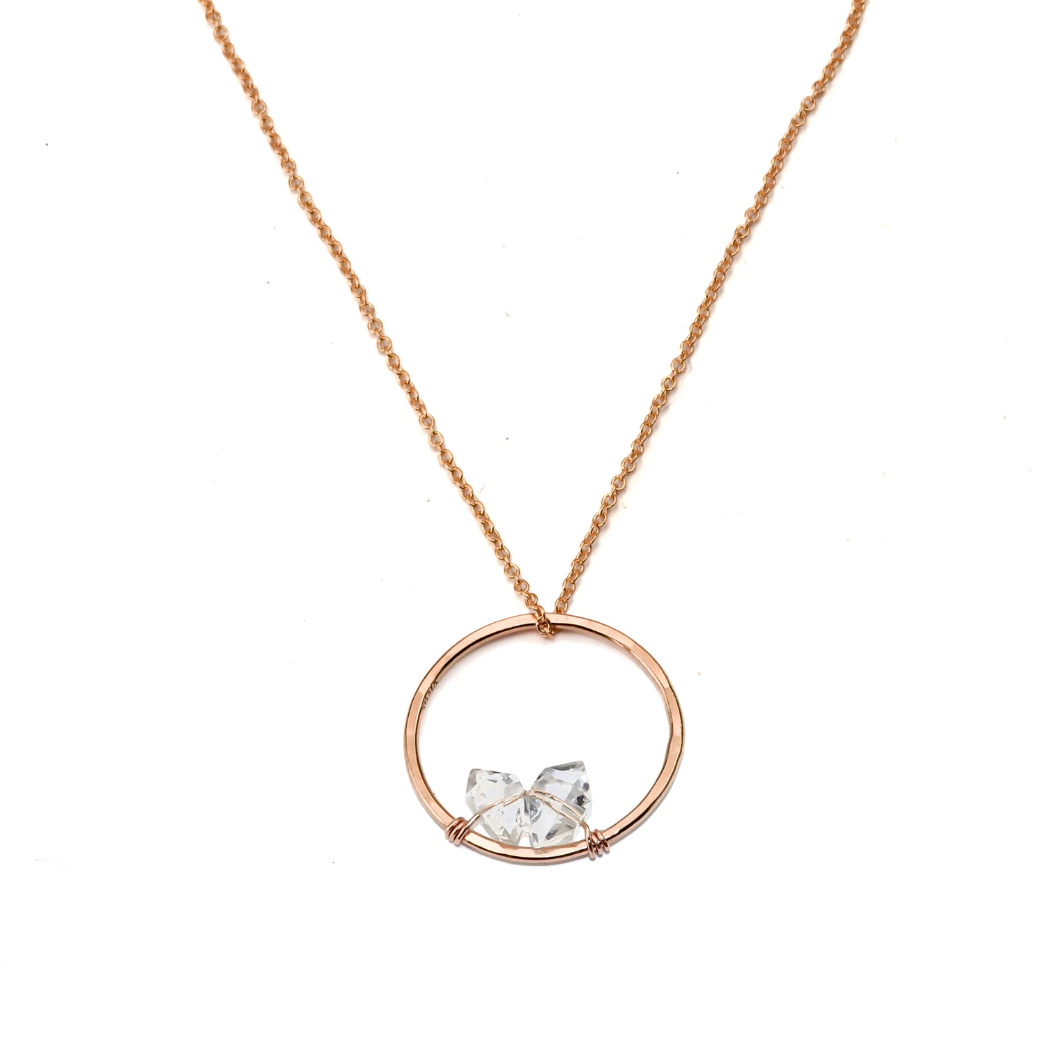 Mini Herkimer Frame Necklace in Gold