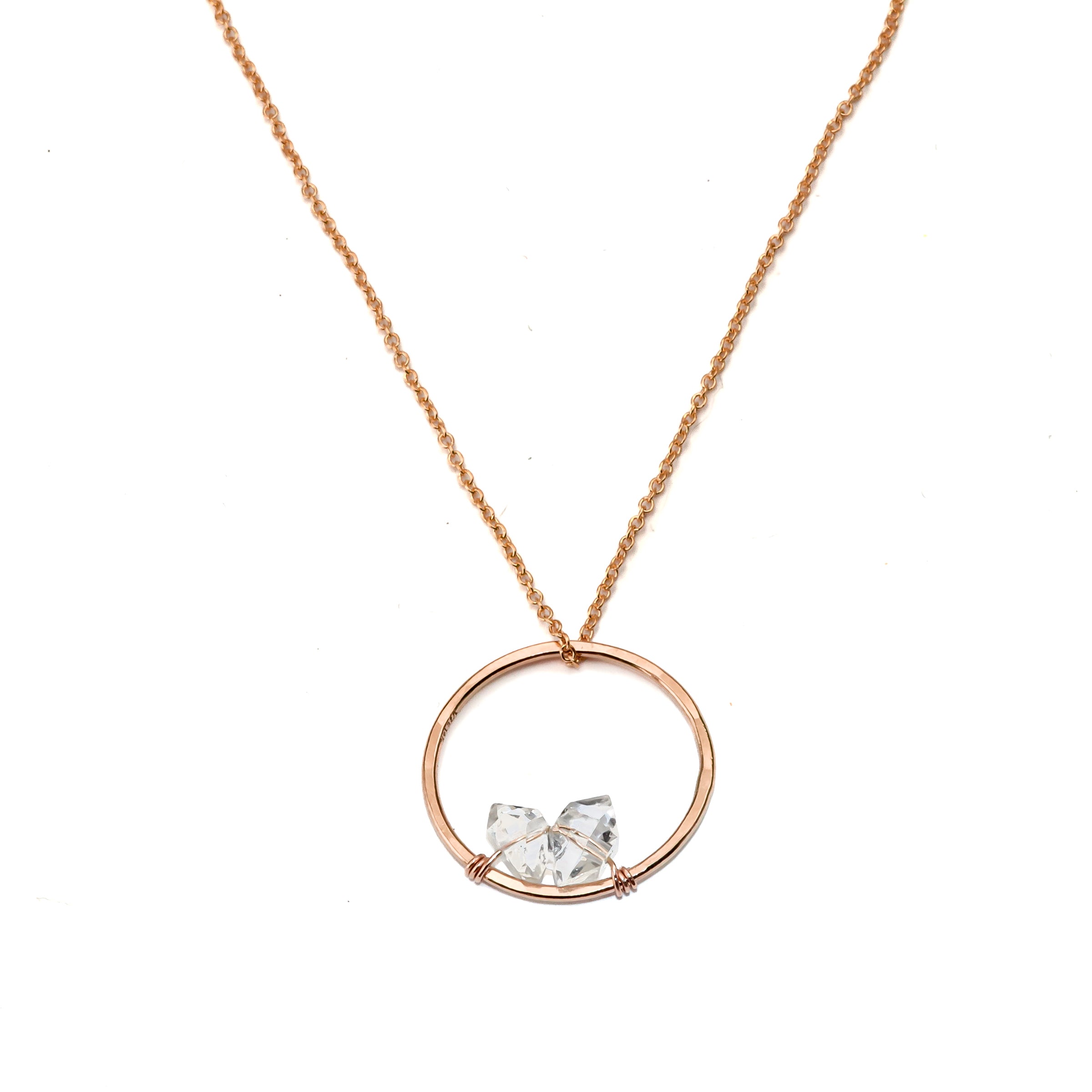 Mini Herkimer Frame Necklace in Gold