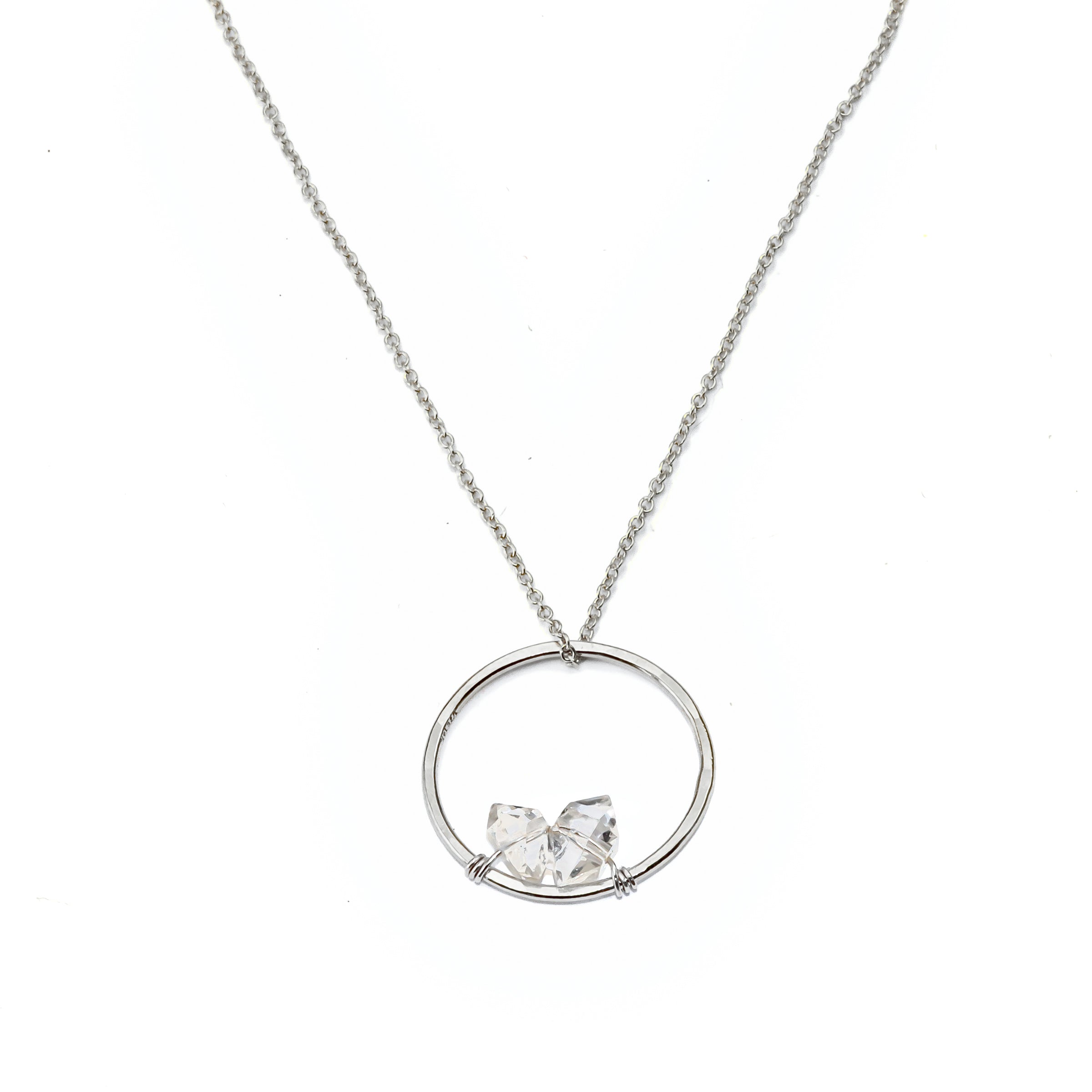 Mini Herkimer Frame Necklace in Gold