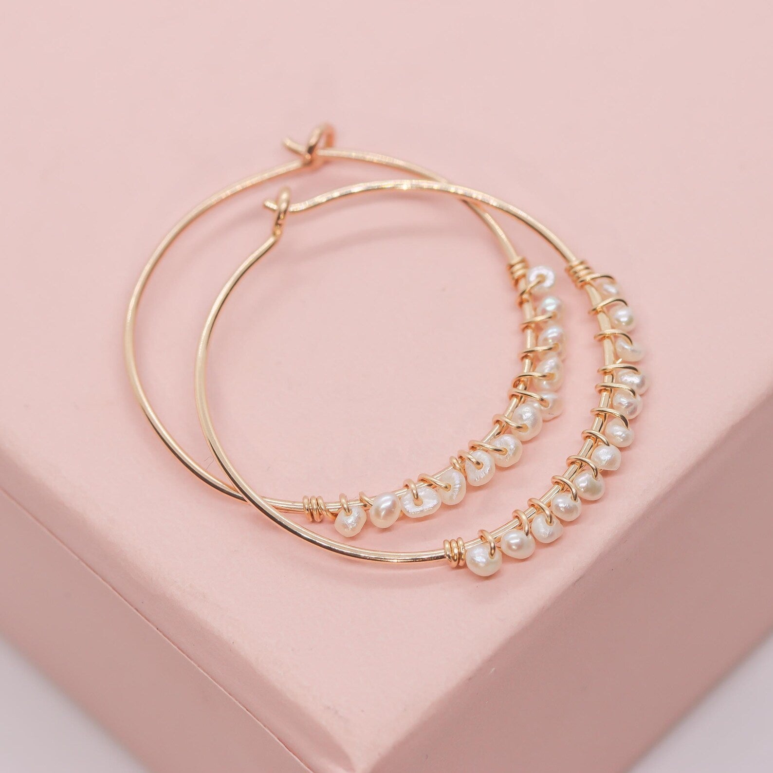 Pave Style Pearl Hoops