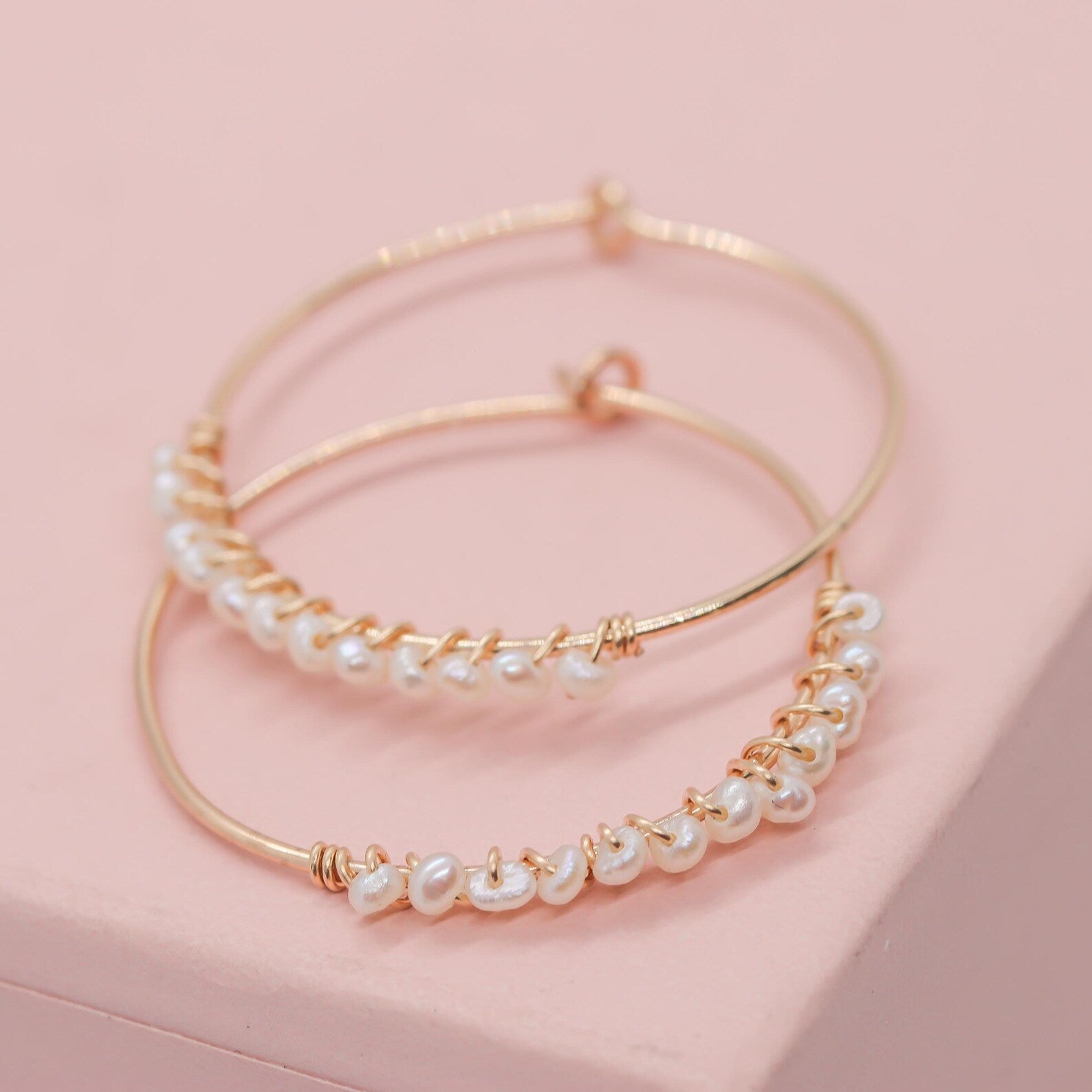 Pave Style Pearl Hoops