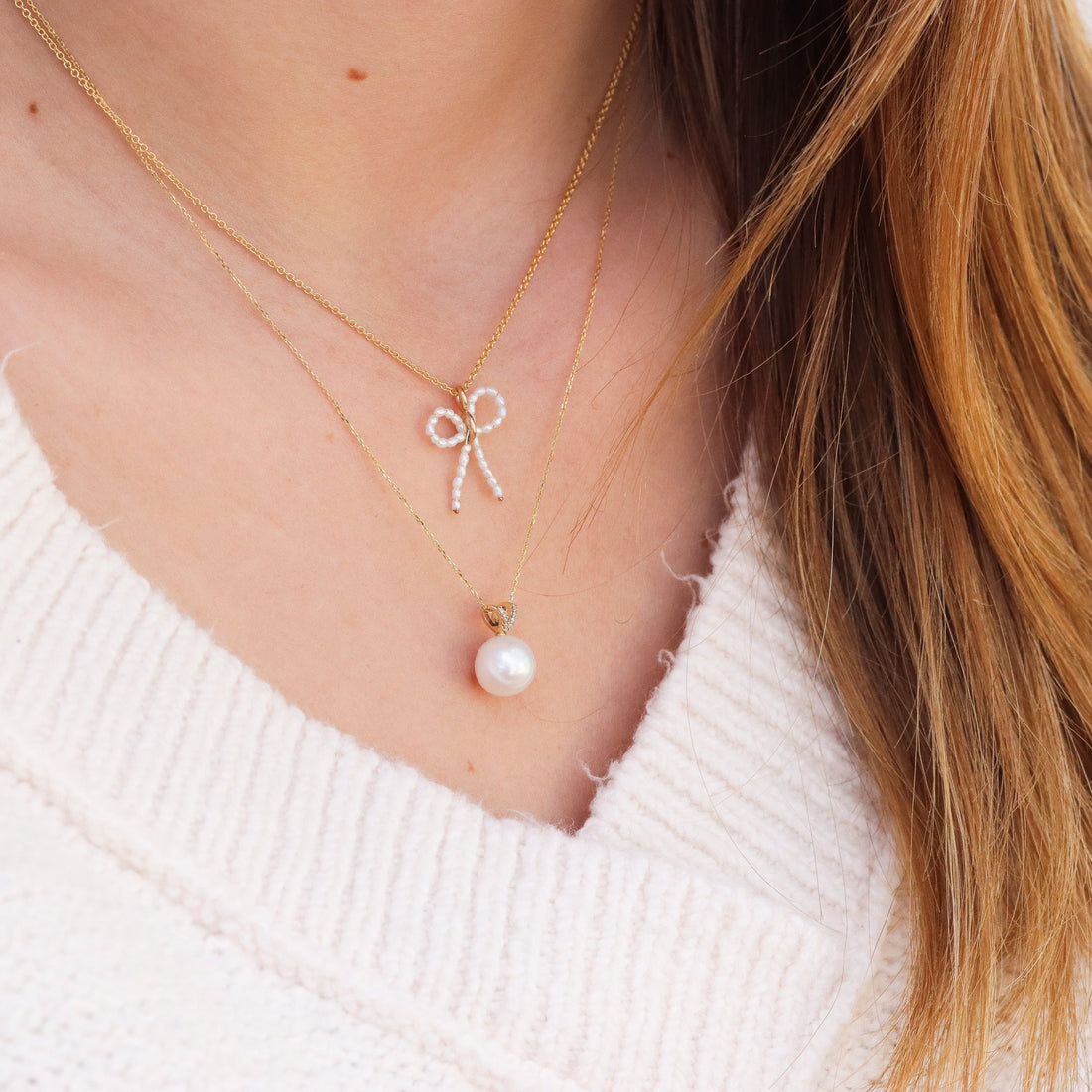 Pearl Bow Necklace