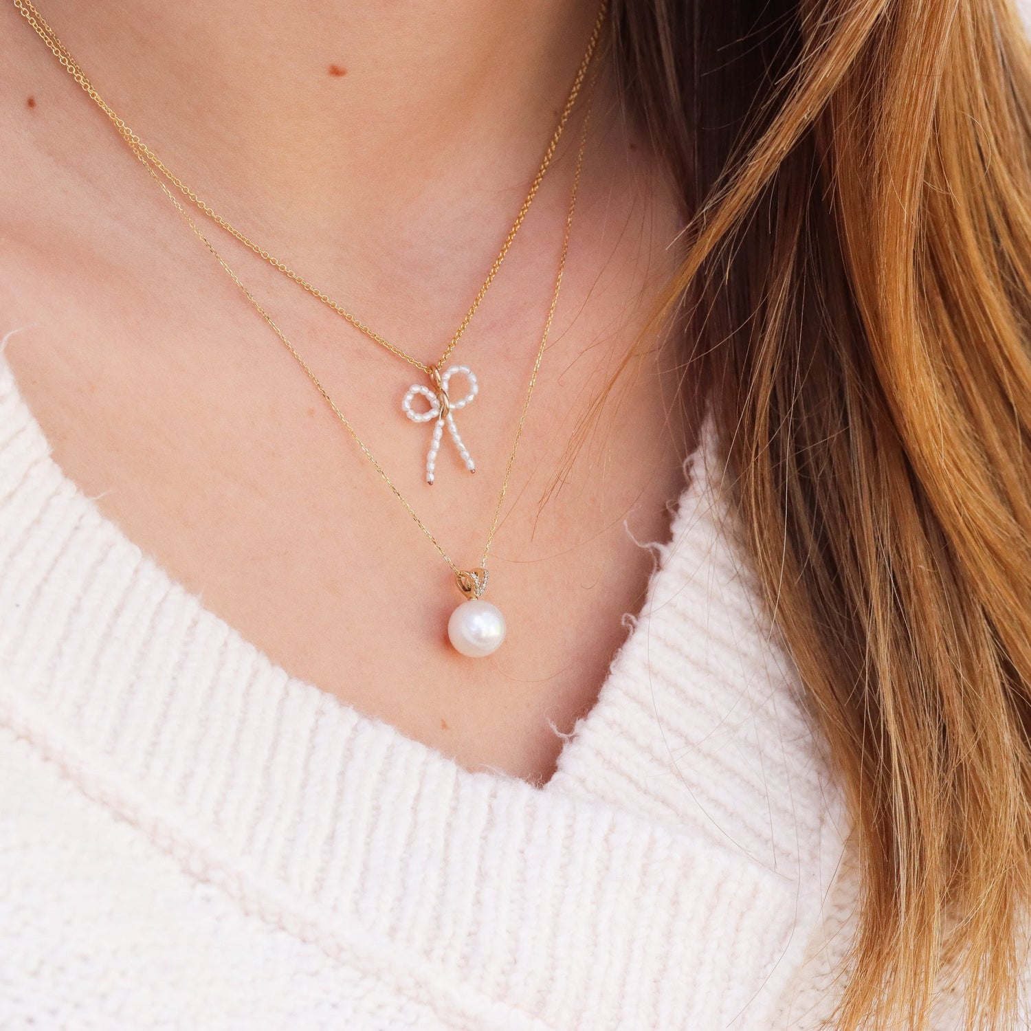 Pearl Bow Necklace