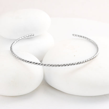 Silver Cuff Set - Matte and Ropes
