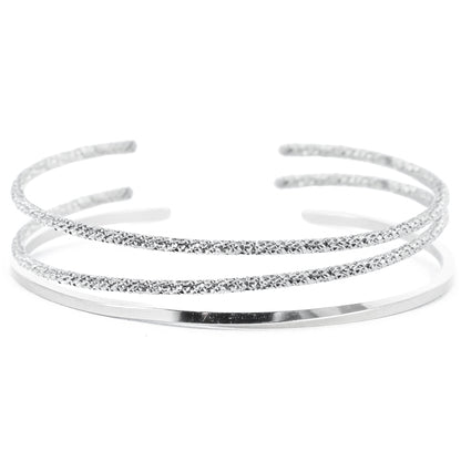 Silver Cuff Set - Twist and Sparkle