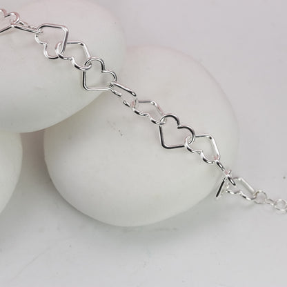 Silver Hearts Bracelet and Hoops Set