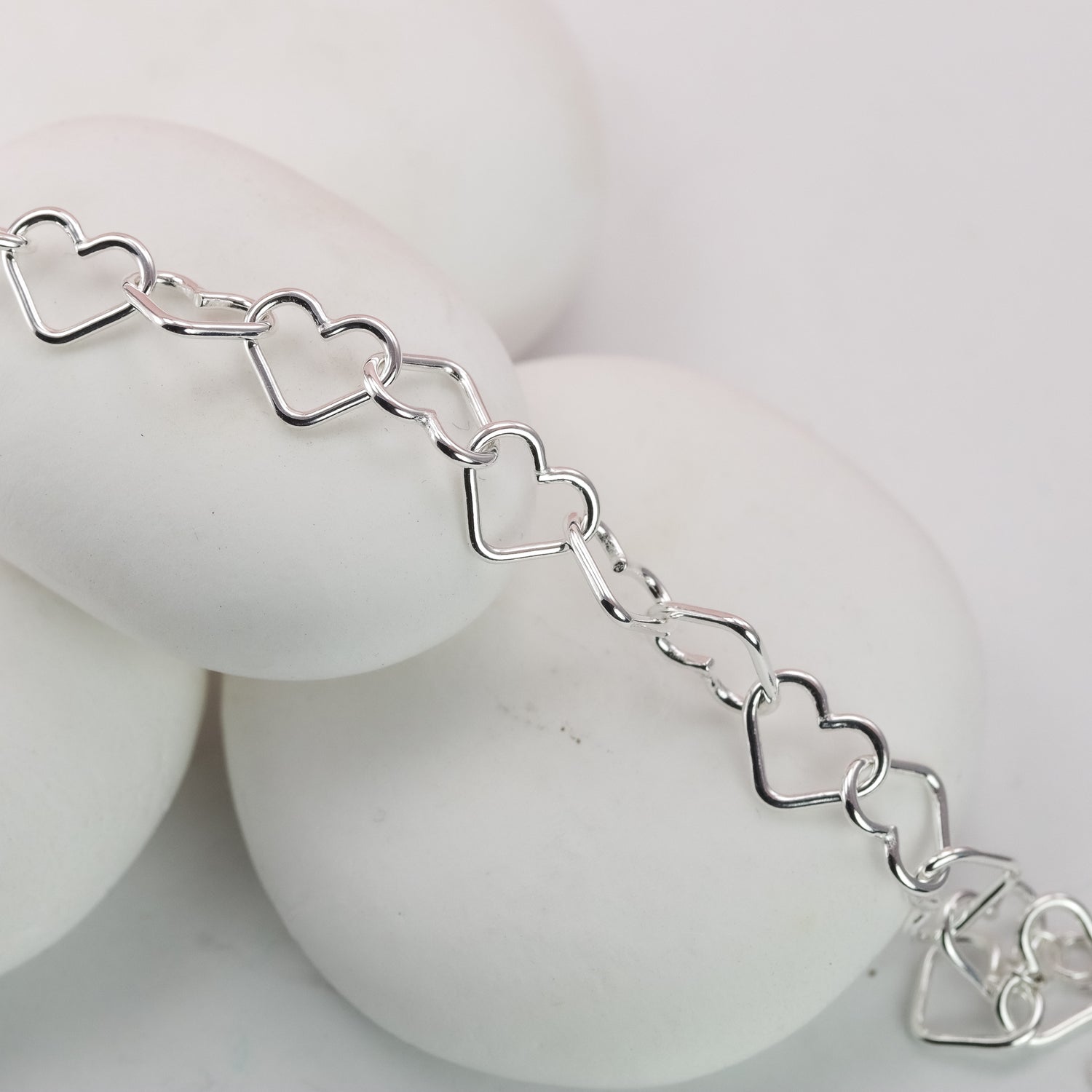 Silver Hearts Bracelet and Hoops Set
