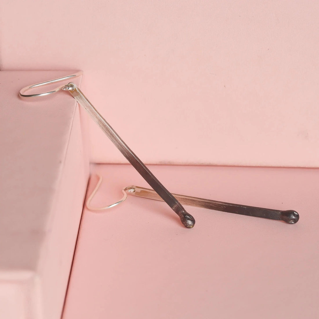 Silver Matchstick Dangle Earrings