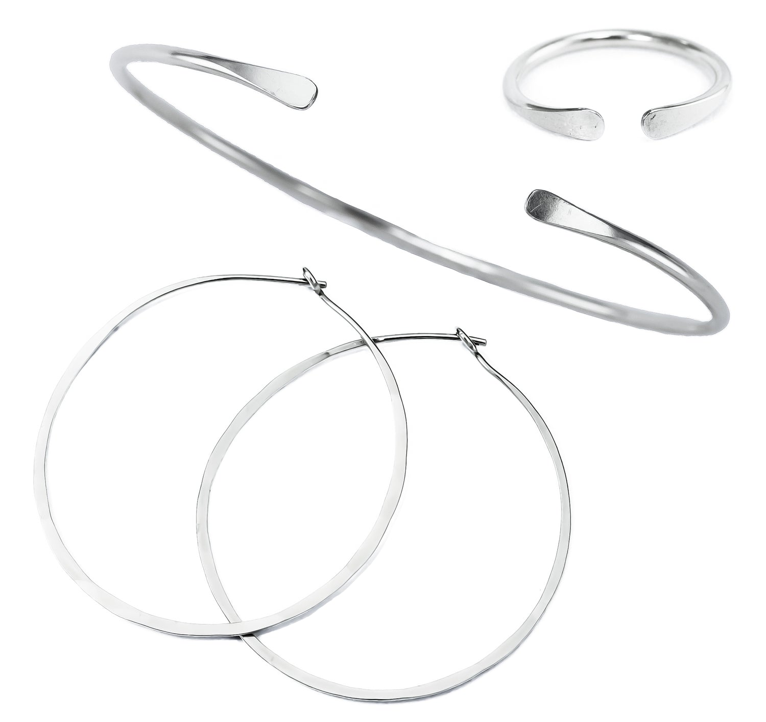 Smooth Cuff Set in Silver