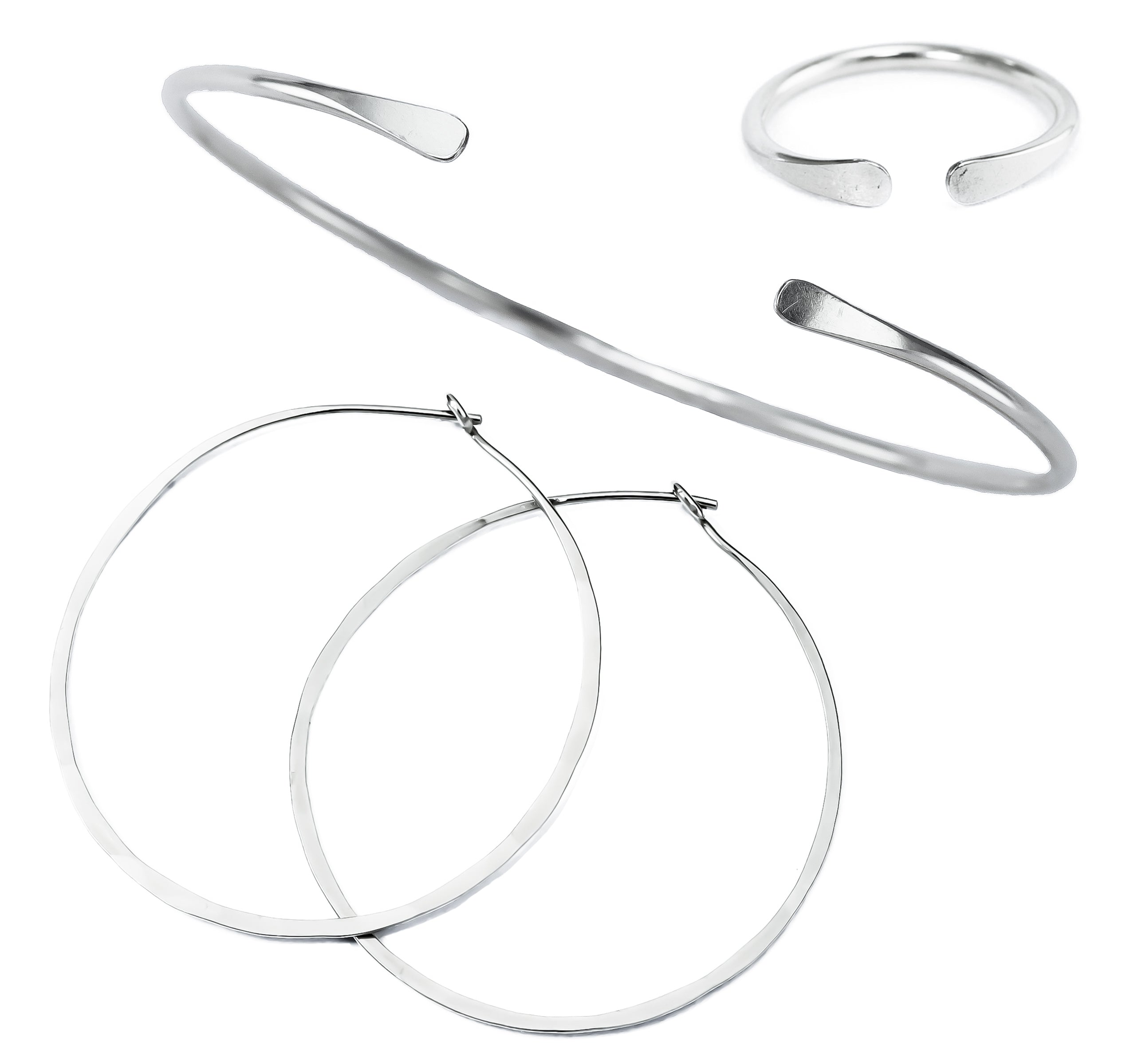 Smooth Cuff Set in Silver