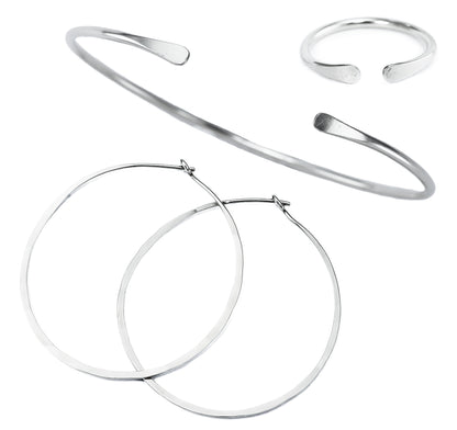 Smooth Cuff Set in Silver