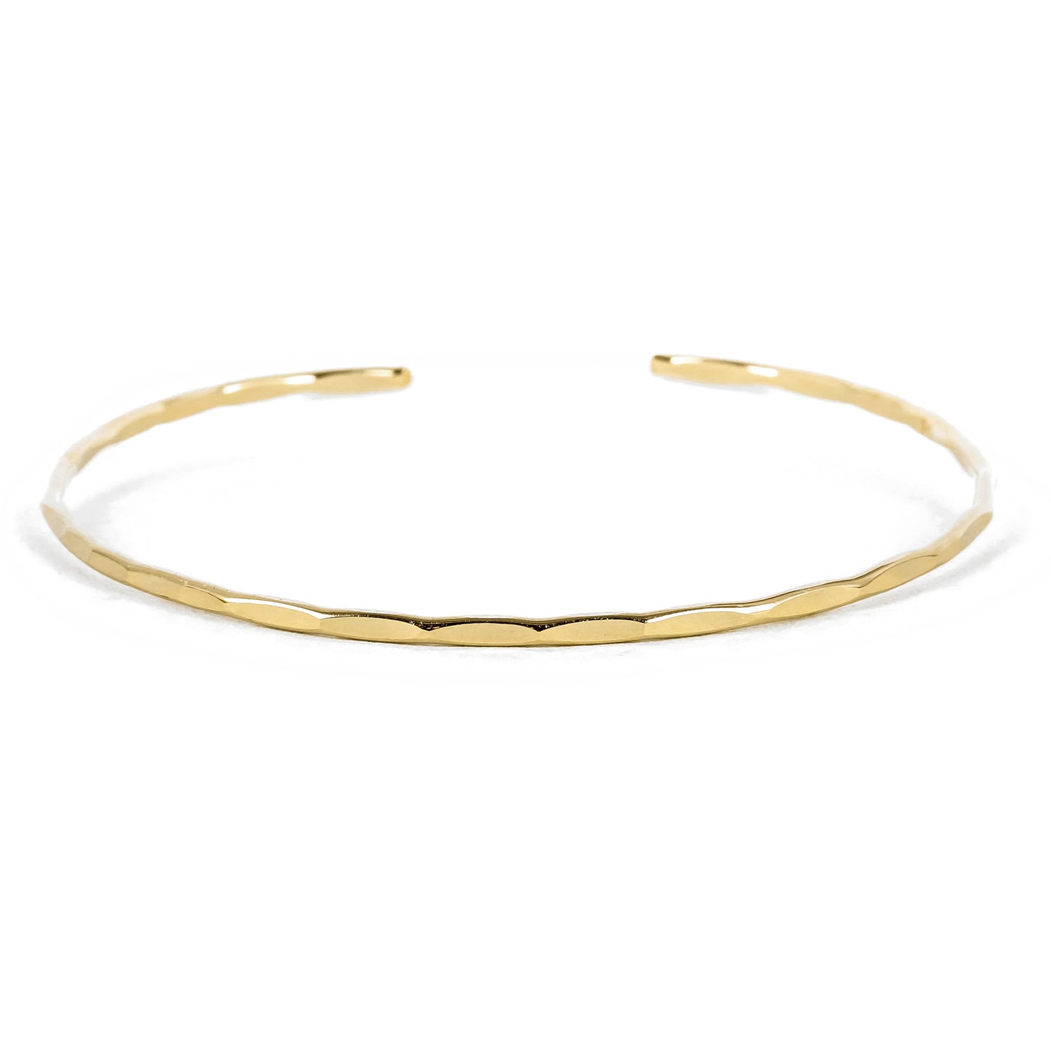 Thin Hammered 10K Gold Cuff Bracelet
