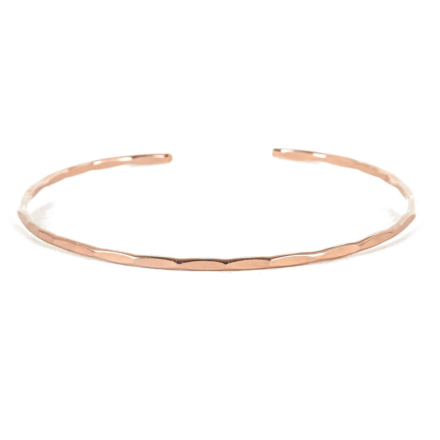 Thin Hammered 14K Rose Gold Cuff Bracelet