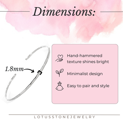 Thin Hammered 14K White Gold Cuff Bracelet