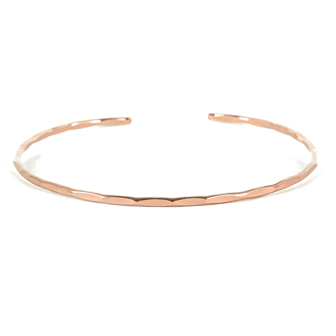Thin Hammered Rose Gold Cuff Bracelet