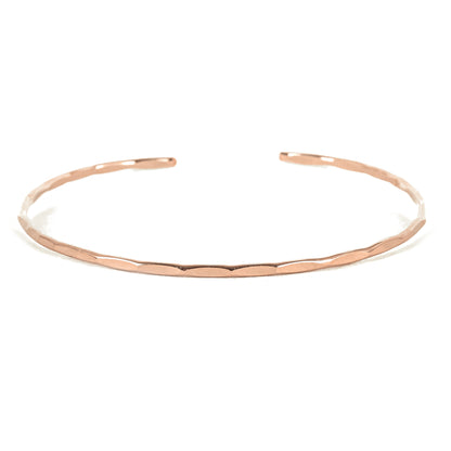 Thin Hammered Rose Gold Cuff Bracelet