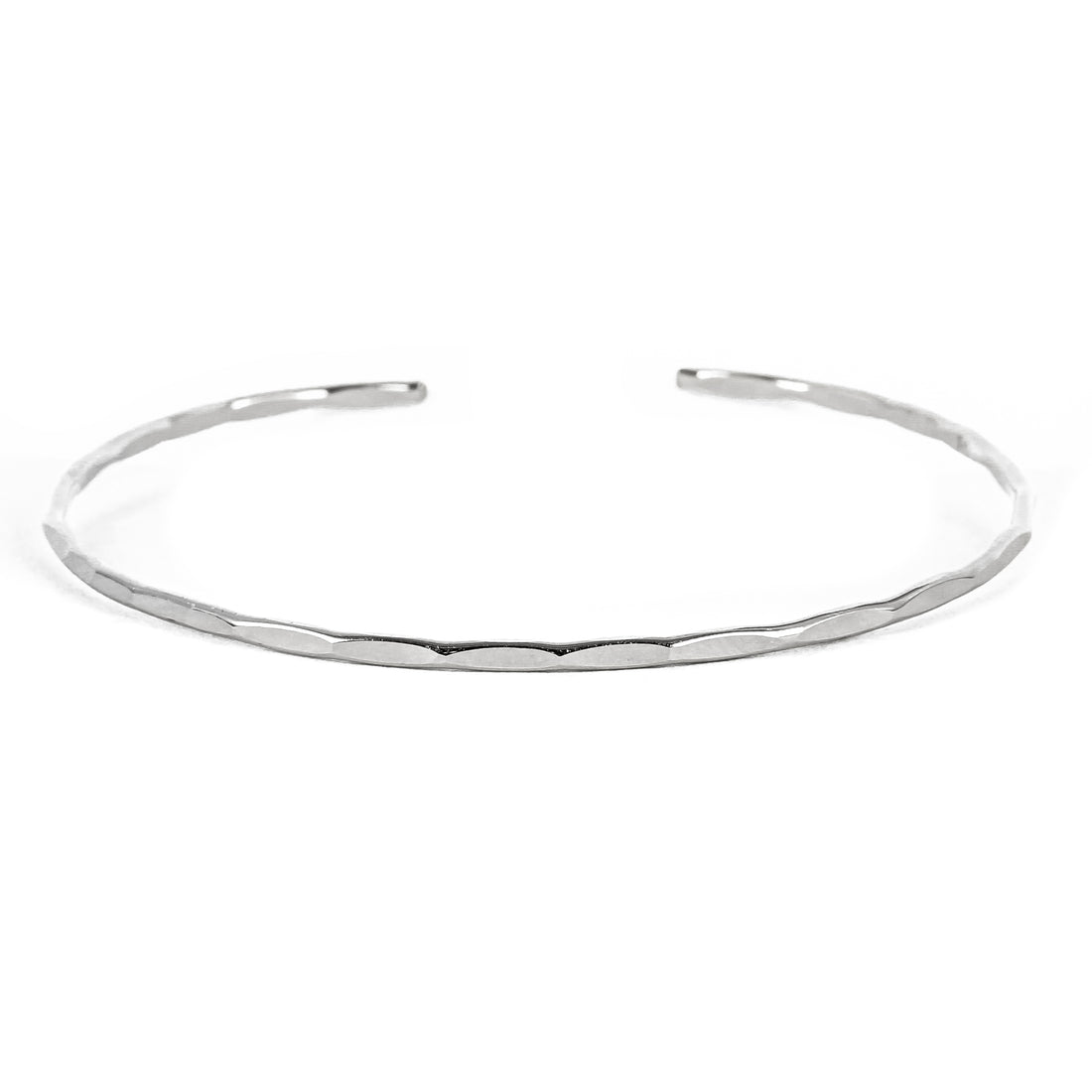 Thin Hammered Silver Cuff Bracelet