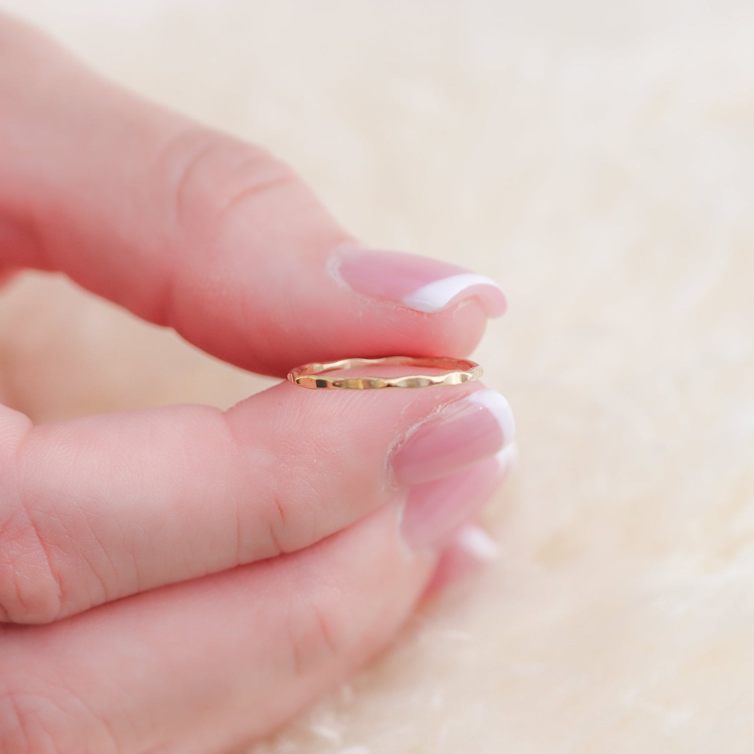 Tiny Hammered Gold Band