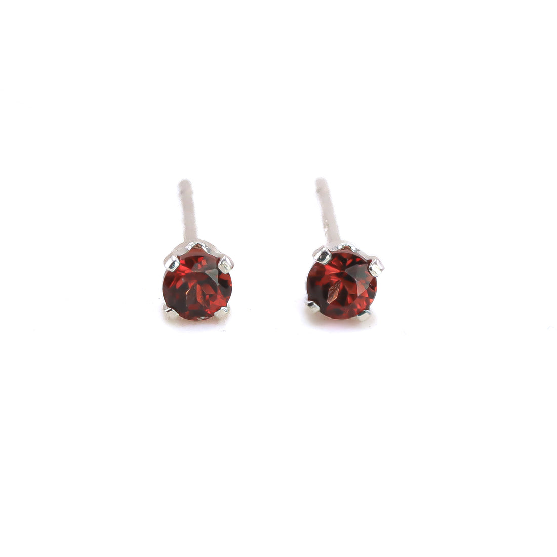 Tiny Red Garnet Stud Earrings