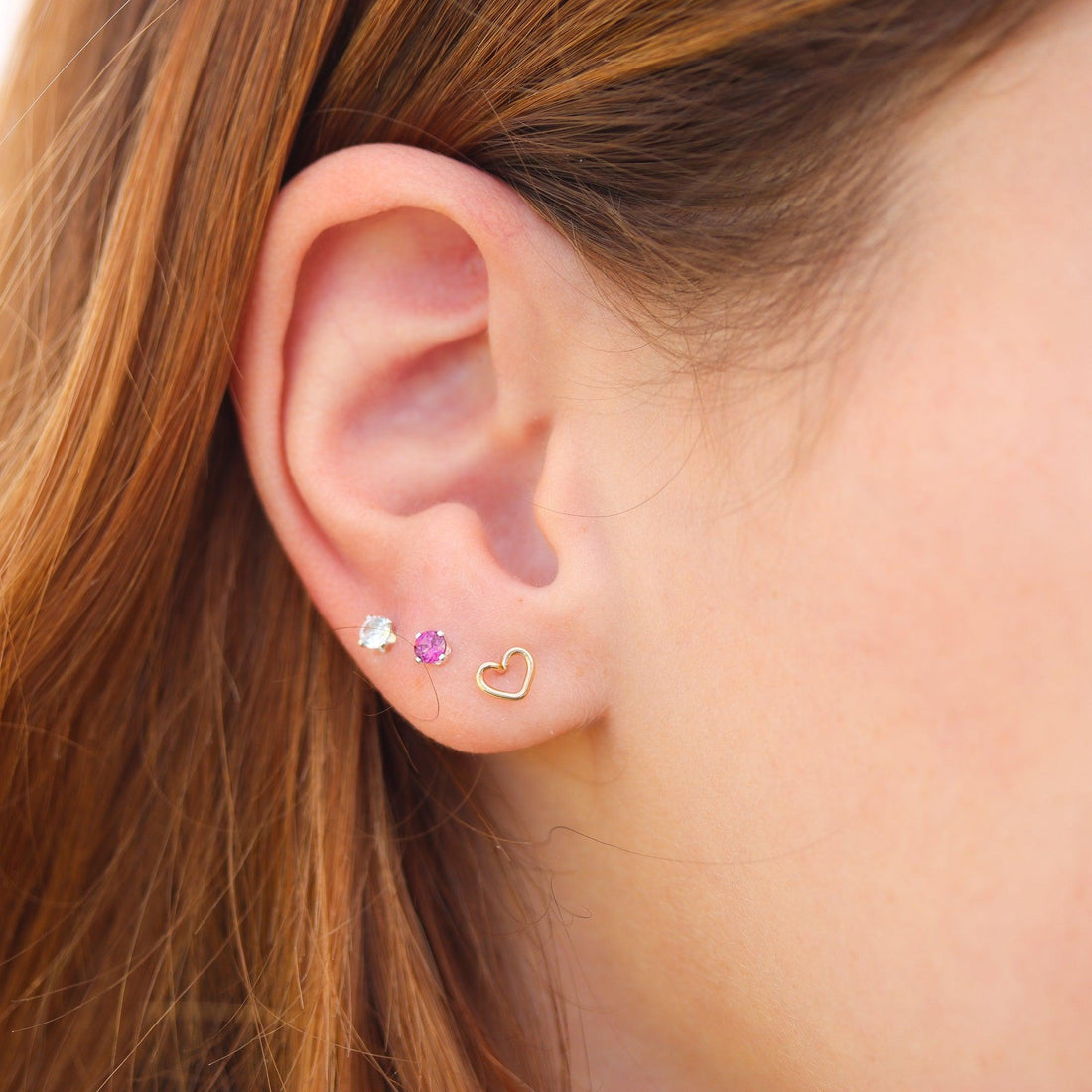 Tiny Rose Quartz Stud Earrings