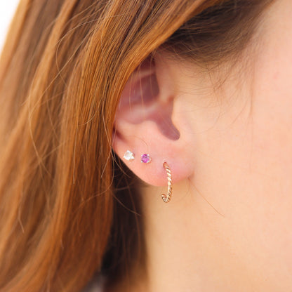 Tiny Rose Quartz Stud Earrings