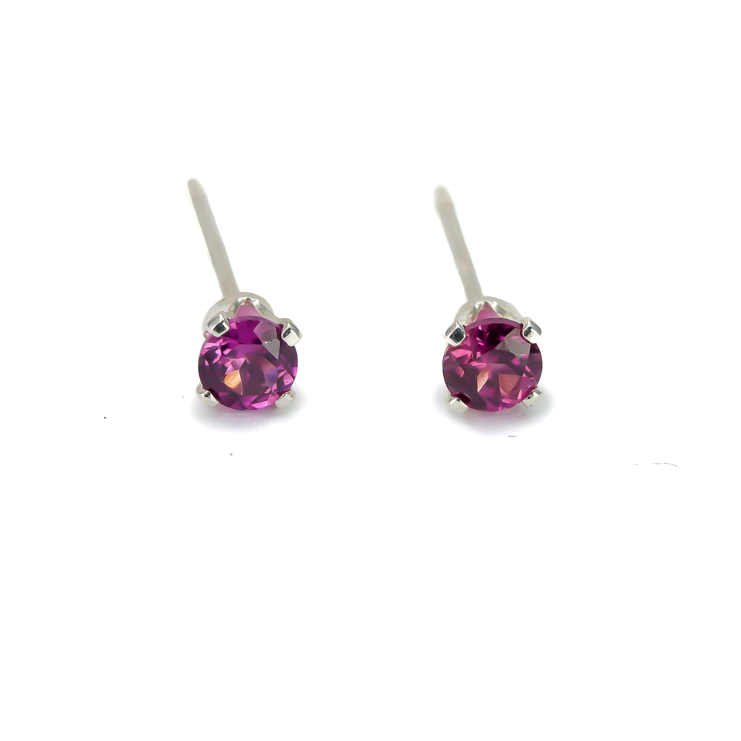 Tiny Silver Rhodolite Garnet Studs