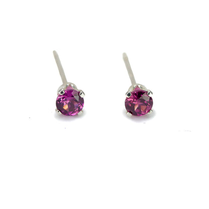 Tiny Silver Rhodolite Garnet Studs
