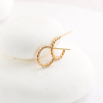 Tiny Twisted Huggie Gold Hoops