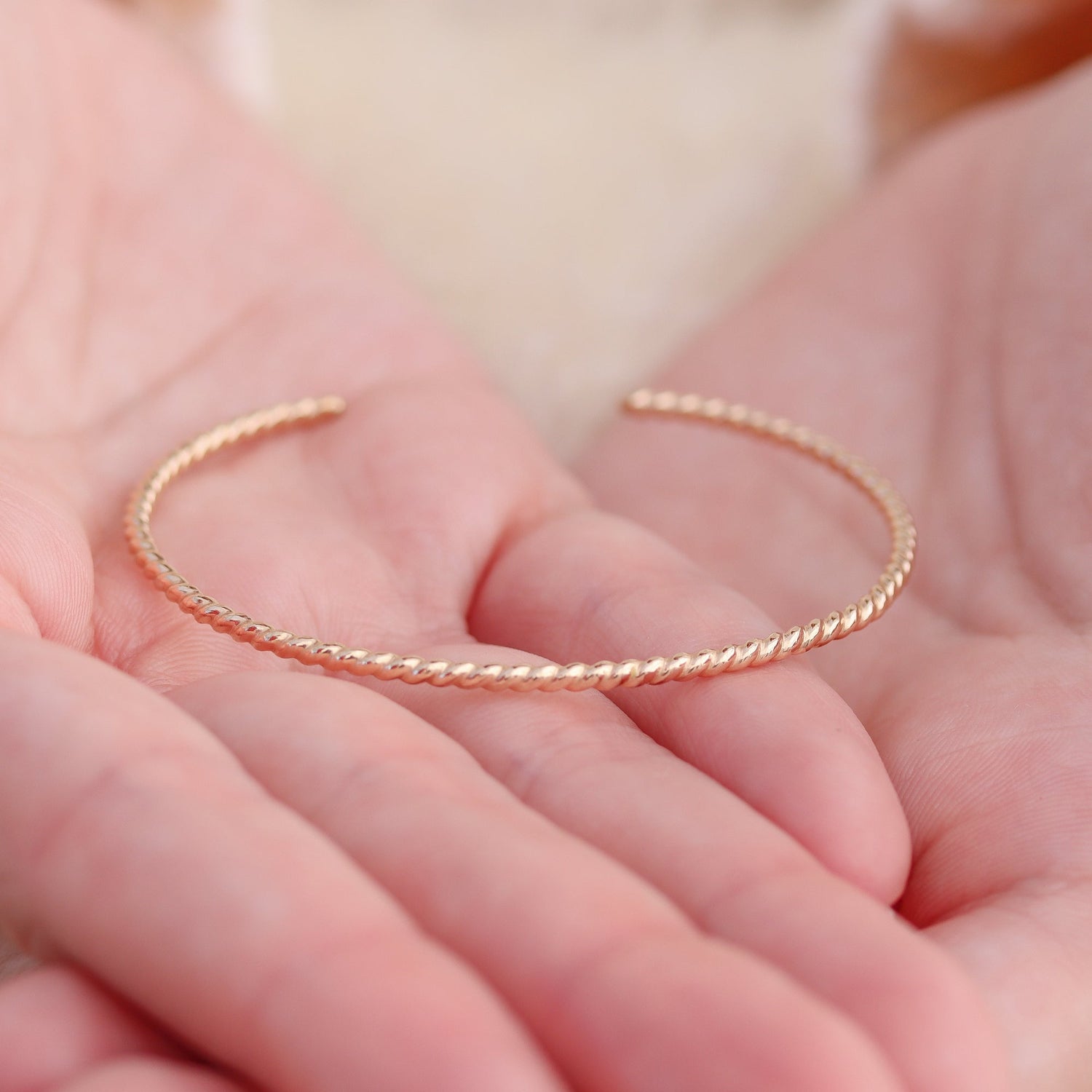 Twisted Gold Rope Cuff Bracelet