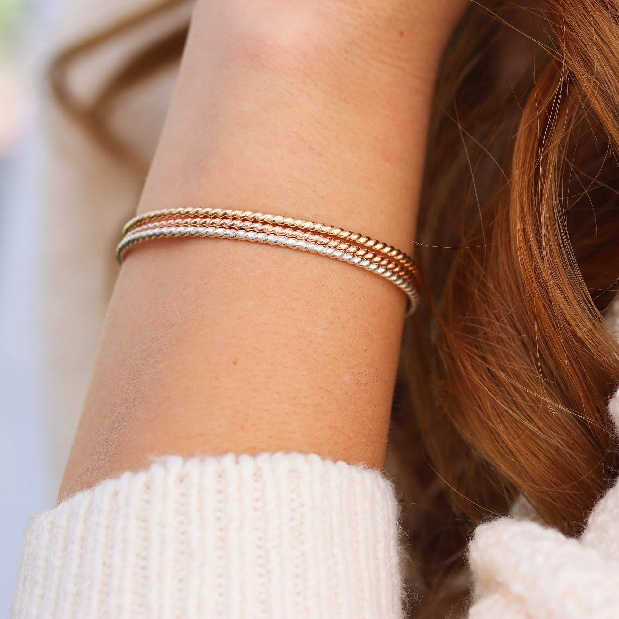 Twisted Rose Gold Rope Cuff
