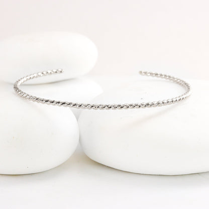 Silver Cuff Set - Matte and Ropes