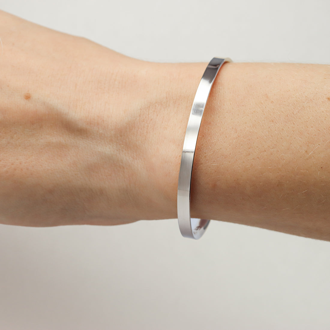 Wide Flat Silver Cuff Bracelet