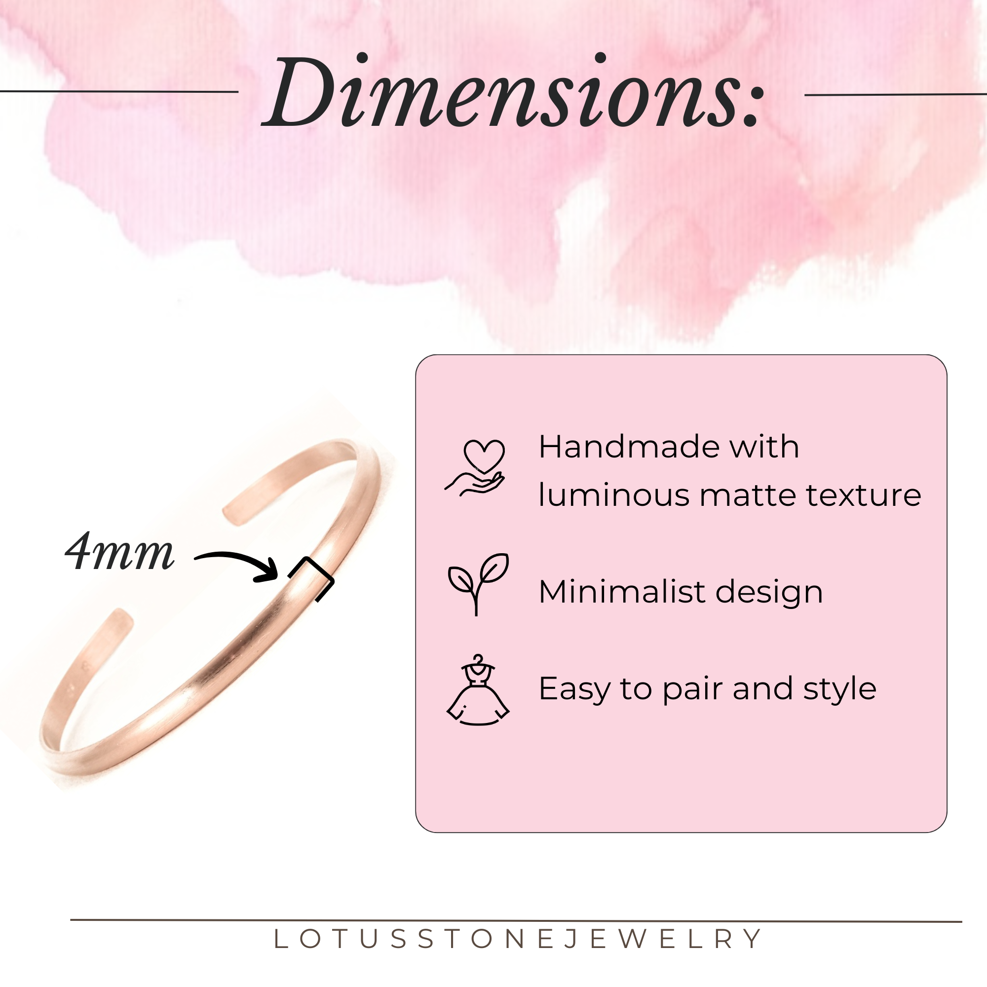 Wide Matte Rose Gold Cuff Bracelet
